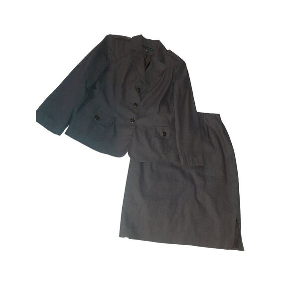 Vintage HARVE BENARD Women's Brown Blazer Suit Jacket and Skirt Set Size 12 - Picture 1 of 6